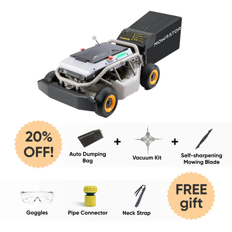 Multi-Function Bundle: Mowrator S1 4WD Lawn Mower+Auto Dumping Bag+Vacuum Kit